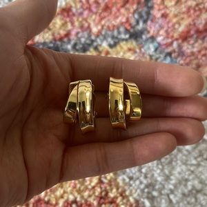VINTAGE GIVENCHY Signed Hoop Clip On Earrings